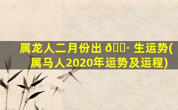属龙人二月份出 🕷 生运势(属马人2020年运势及运程)